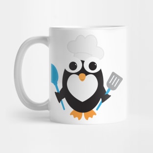 Penguin Chef Cooking with Chef Hat Mug